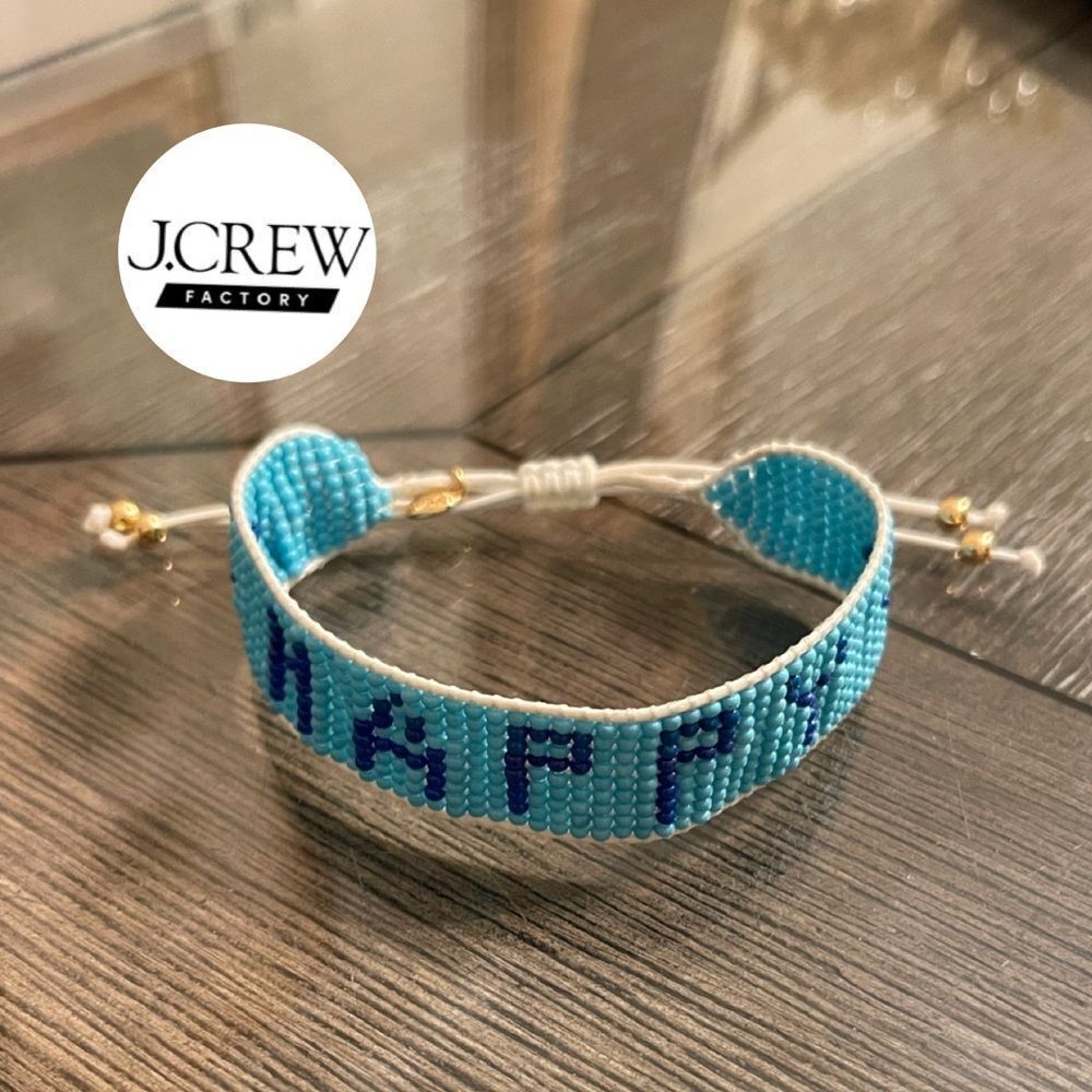 J. Crew Factory Beaded Phrase Bracelet “HAPPY” Seed Bead Bracelet